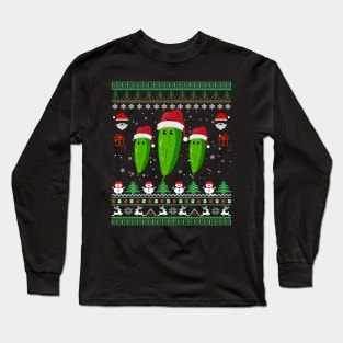 ugly christmas sweater - pickle ugly christmas sweater Long Sleeve T-Shirt
